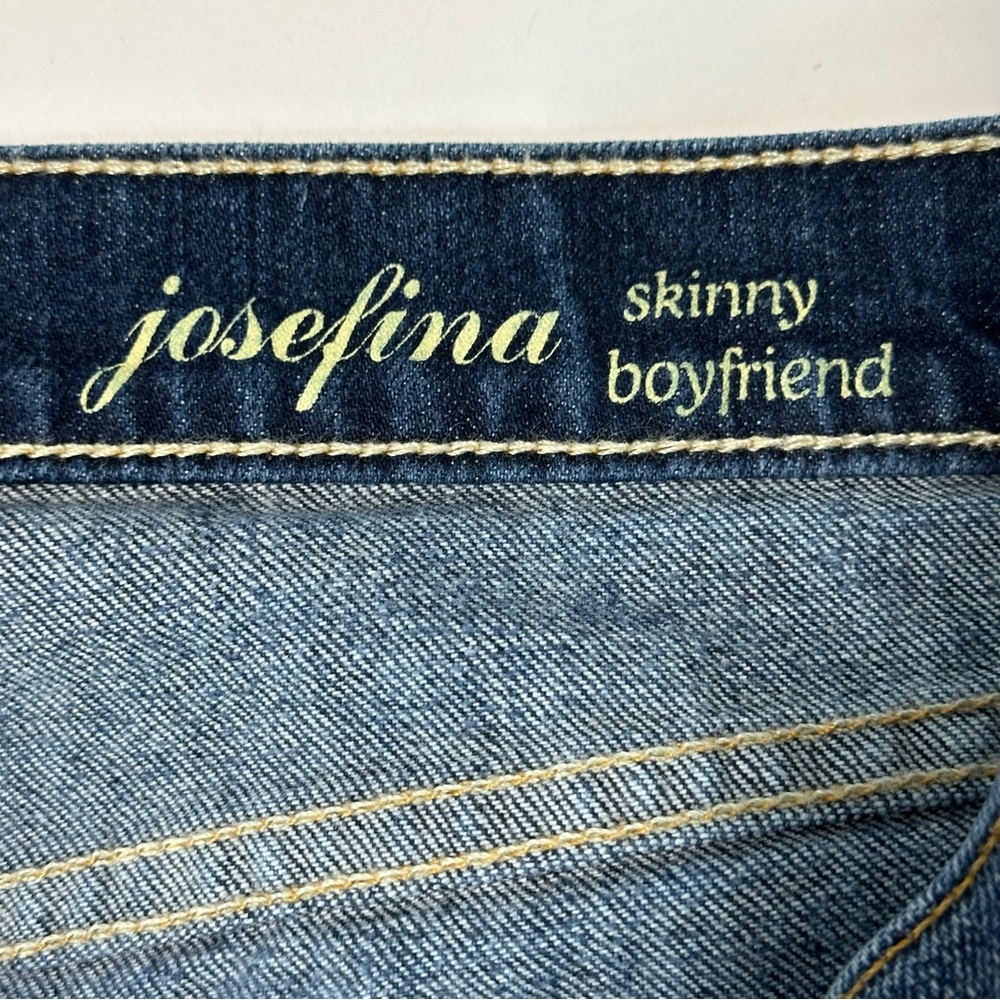 7 For All Mankind Josefina Skinny Boyfriend Jeans Sz 26 Buttonfly Distre… - Picture 6 of 13